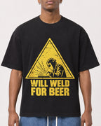 Mockup Boxy Heavyweight Tee Black male close-up 15