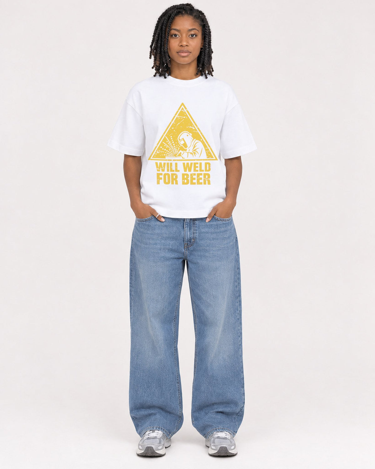 Mockup Boxy Heavyweight Tee White female full-body 15