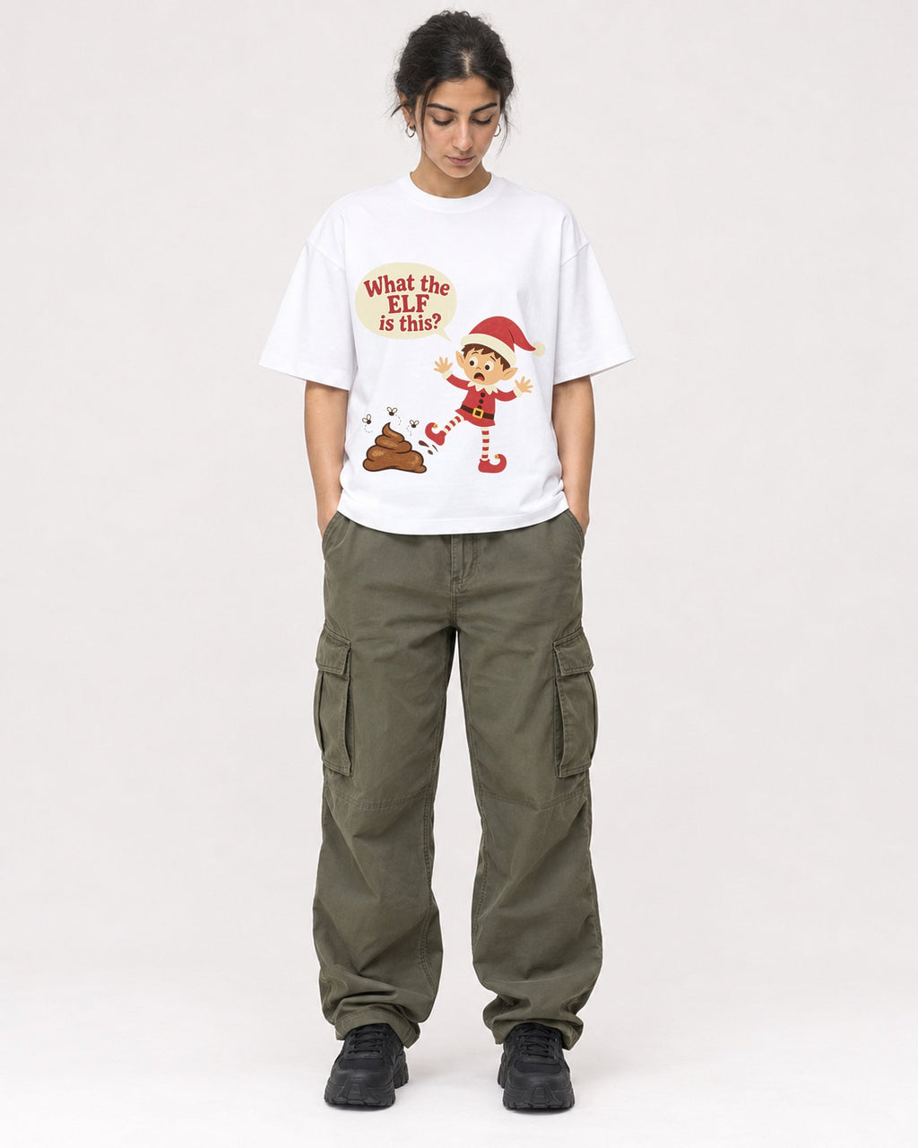 Mockup Boxy Heavyweight Tee White female full-body 17