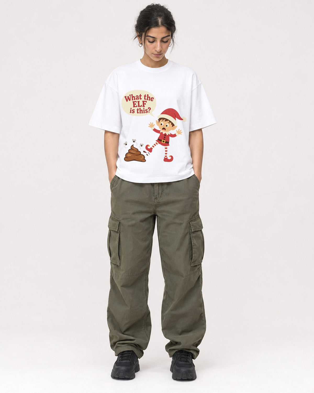 Mockup Boxy Heavyweight Tee White female full-body 17