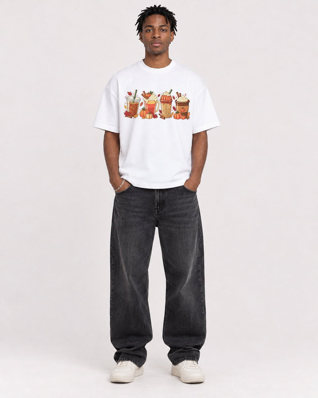 Mockup Boxy Heavyweight Tee White male full-body 05