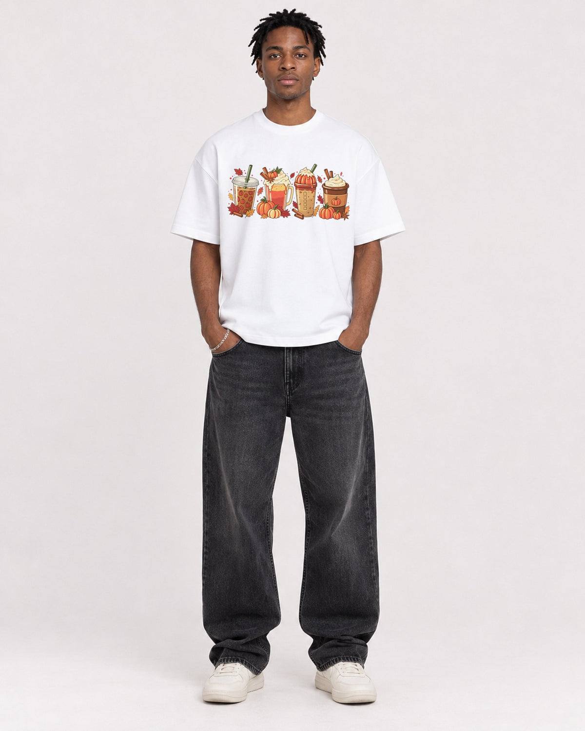 Mockup Boxy Heavyweight Tee White male full-body 05