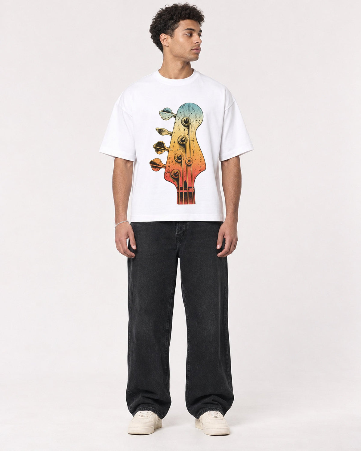 Mockup Boxy Heavyweight Tee White male full-body 10