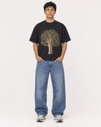 Mockup Boxy Heavyweight Tee Black male full-body 46