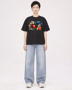 Mockup Boxy Heavyweight Tee Black female full-body 23