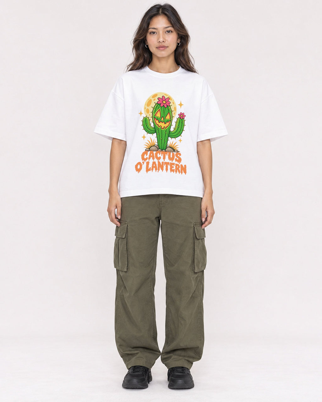 Mockup Boxy Heavyweight Tee White female full-body 02