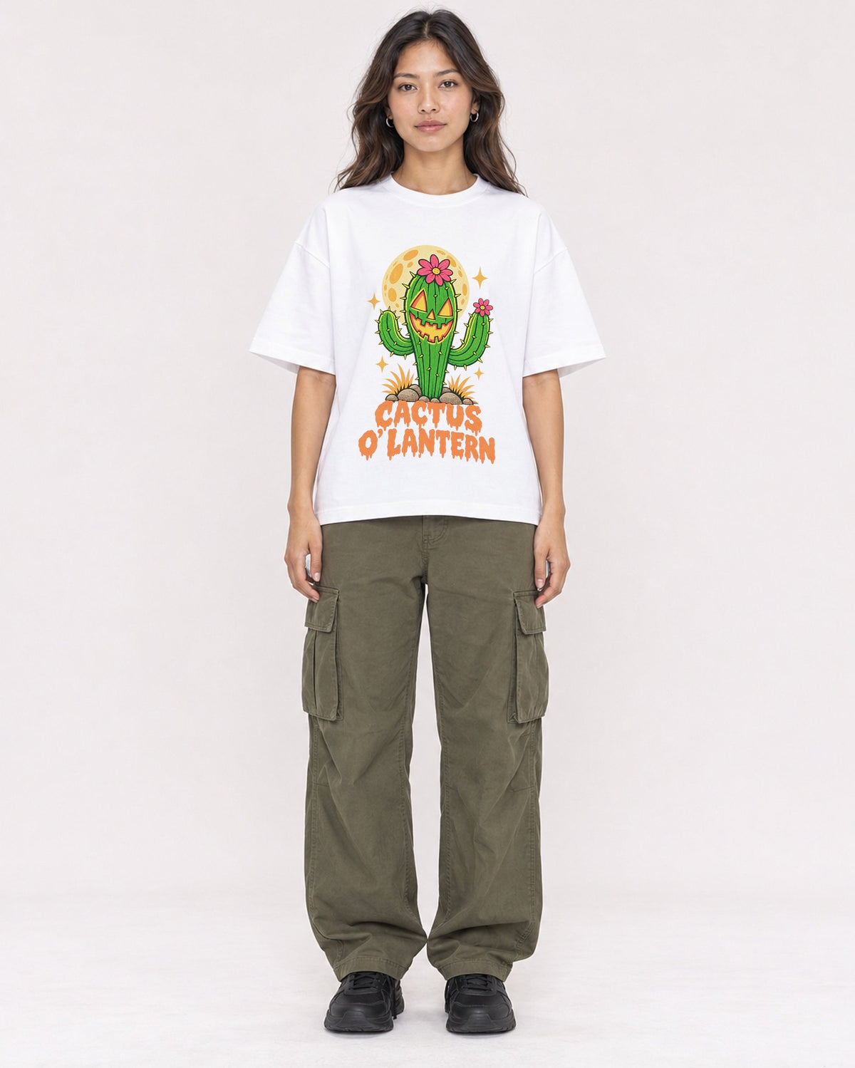 Mockup Boxy Heavyweight Tee White female full-body 02