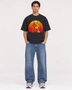 Mockup Boxy Heavyweight Tee Black male full-body 10