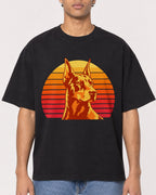 Mockup Boxy Heavyweight Tee Black male close-up 10