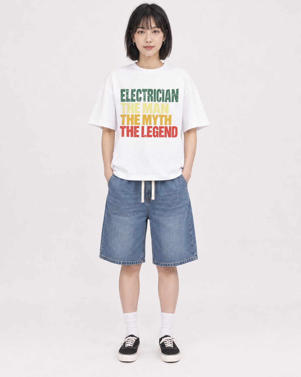 Mockup Boxy Heavyweight Tee White female full-body 11