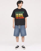 Mockup Boxy Heavyweight Tee Black male full-body 11