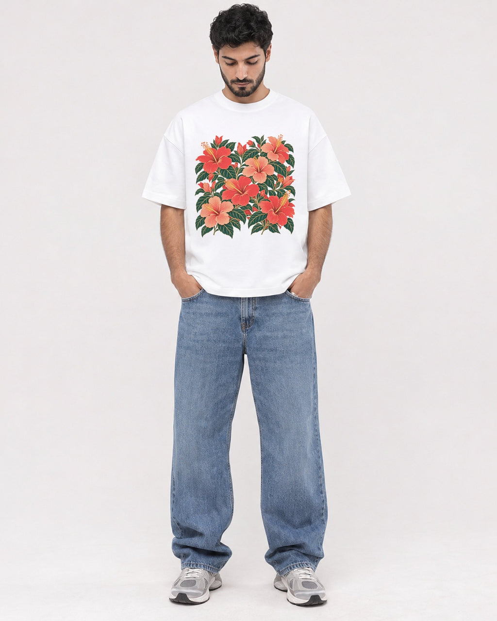 Mockup Boxy Heavyweight Tee White male full-body 07