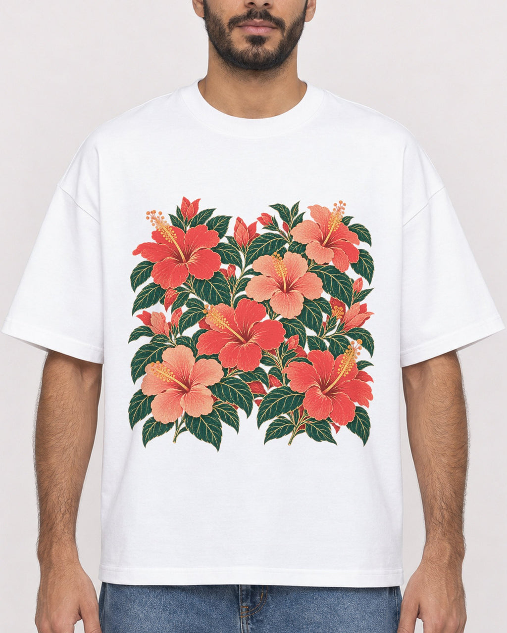 Mockup Boxy Heavyweight Tee White male close-up 07