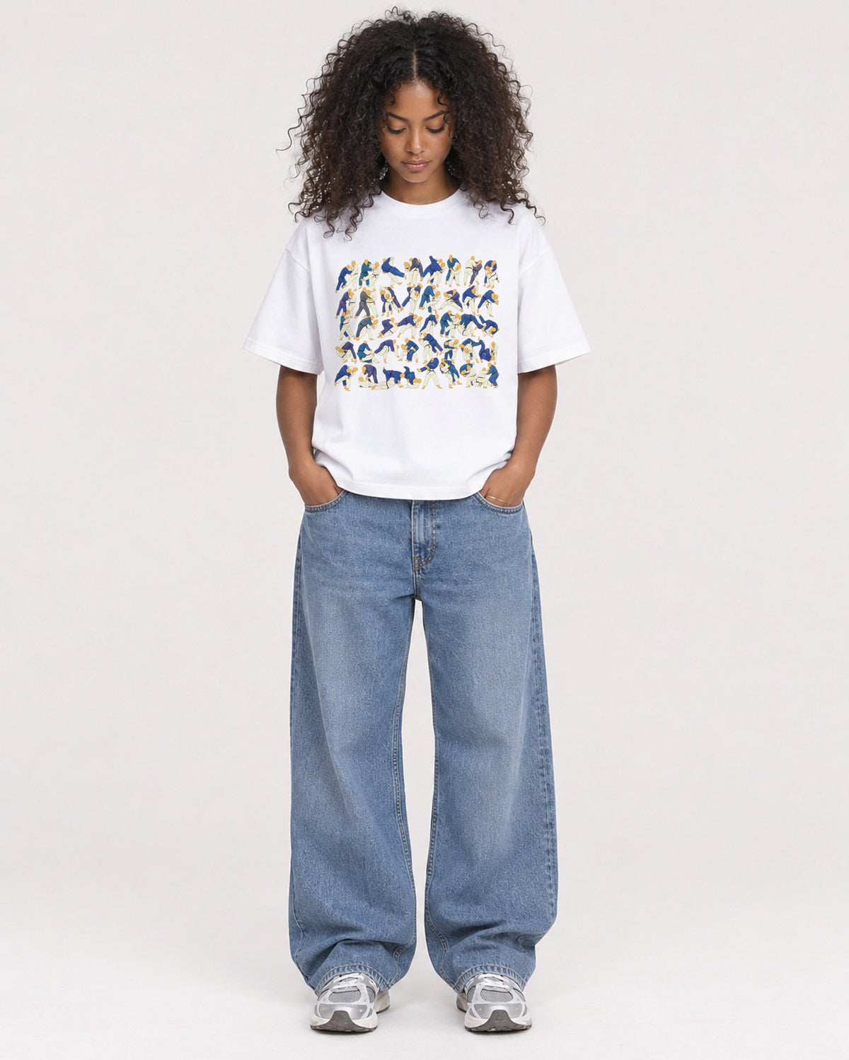 Mockup Boxy Heavyweight Tee White female full-body 05