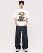 Mockup Boxy Heavyweight Tee White male full-body 01