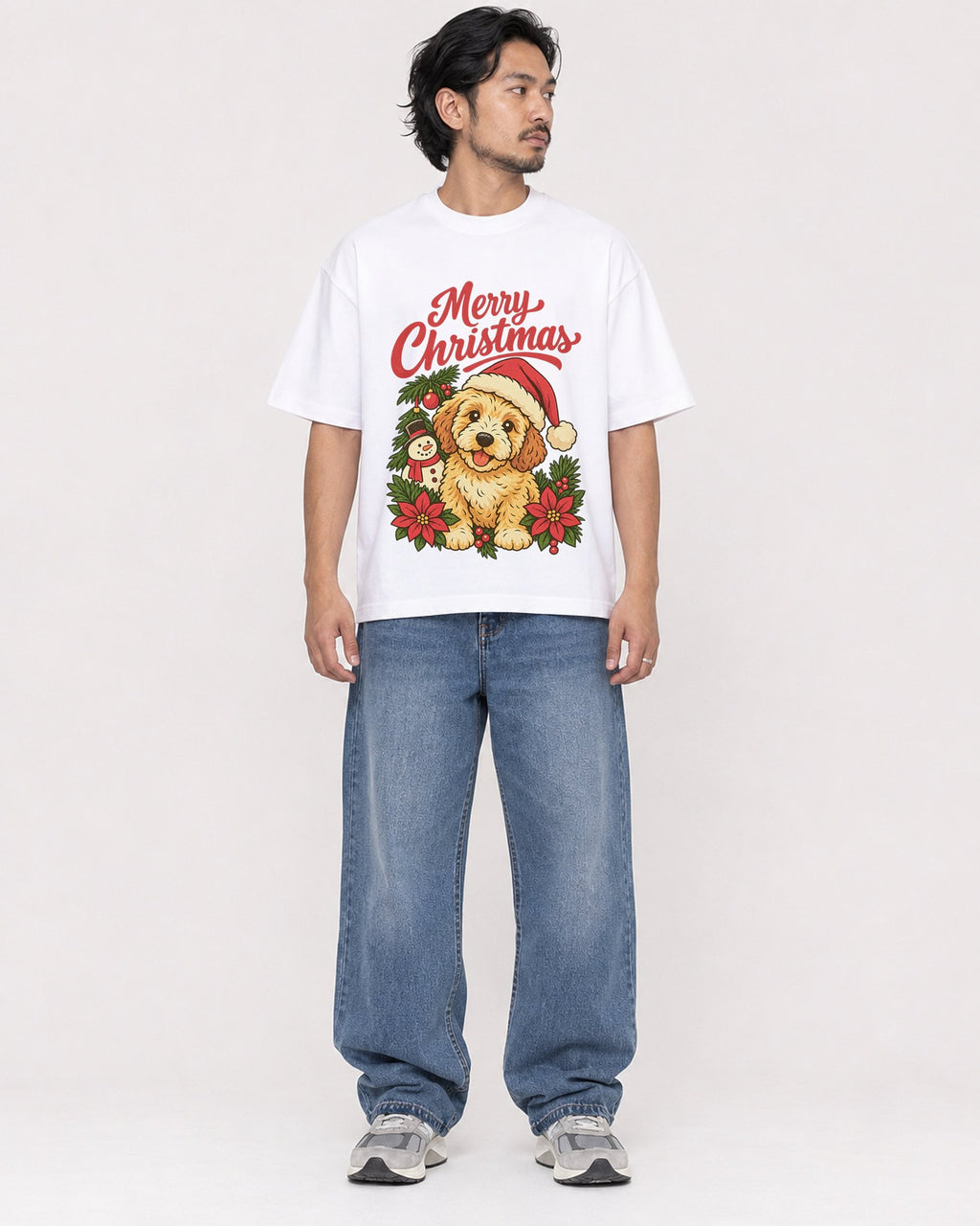Mockup Boxy Heavyweight Tee White male full-body 22
