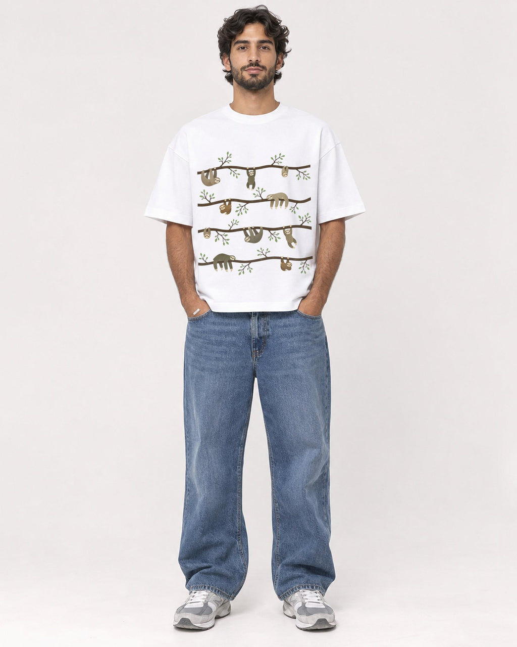 Mockup Boxy Heavyweight Tee White male full-body 17