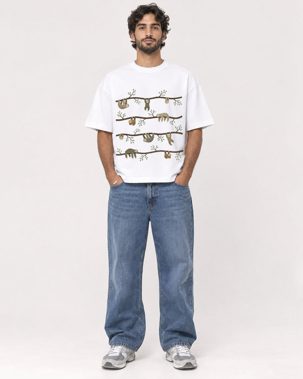 Mockup Boxy Heavyweight Tee White male full-body 17