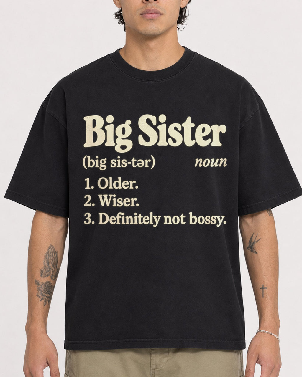 Mockup Boxy Heavyweight Tee Black male close-up 36