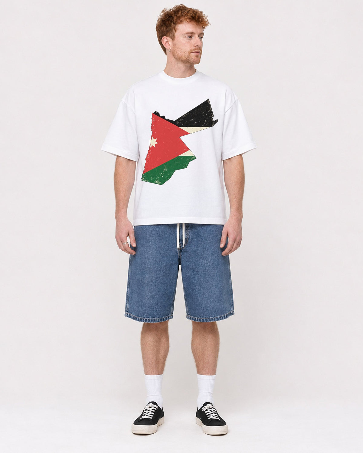 Mockup Boxy Heavyweight Tee White male full-body 38
