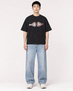 Mockup Boxy Heavyweight Tee Black male full-body 21