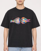 Mockup Boxy Heavyweight Tee Black male close-up 21