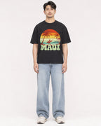 Mockup Boxy Heavyweight Tee Black male full-body 13