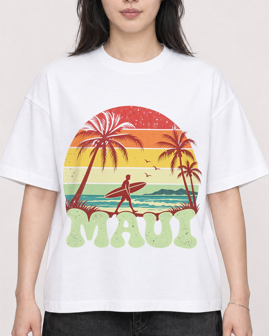 Mockup Boxy Heavyweight Tee White female close-up 13