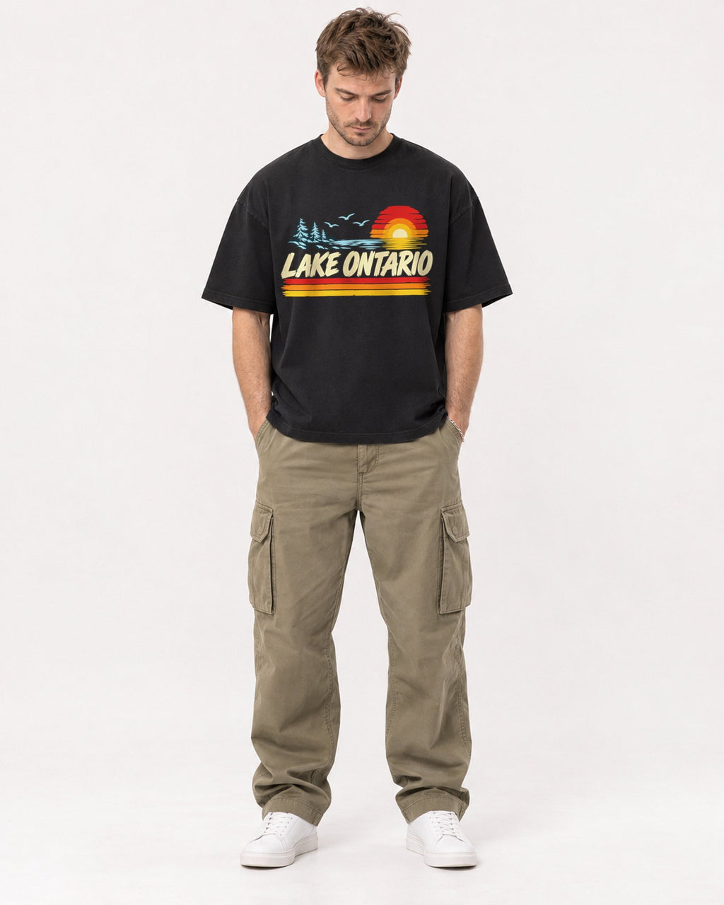 Mockup Boxy Heavyweight Tee Black male full-body 08