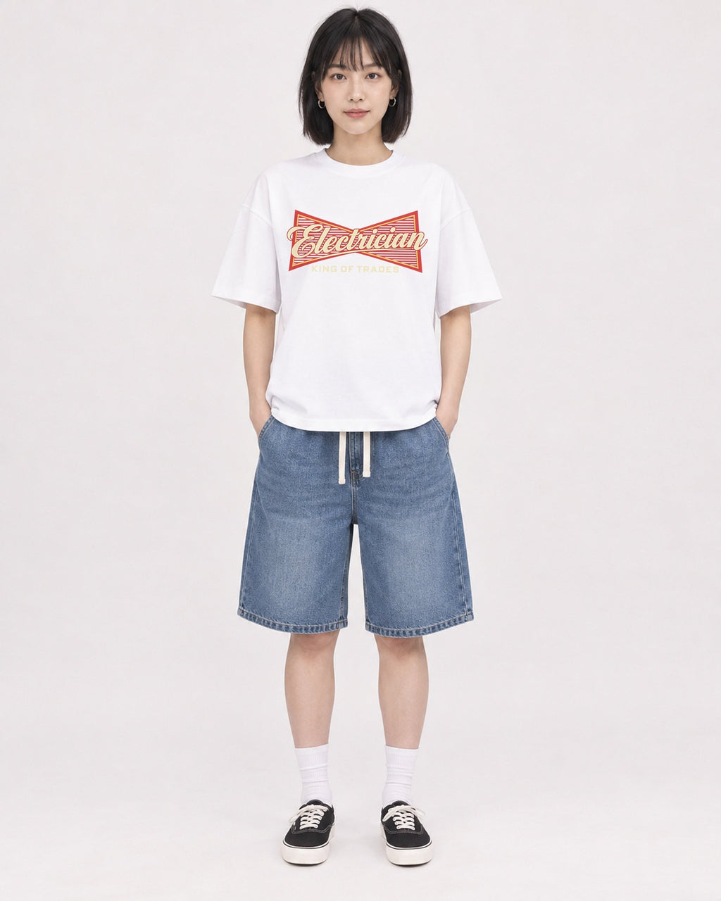 Mockup Boxy Heavyweight Tee White female full-body 11