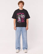 Mockup Boxy Heavyweight Tee Black male full-body 09