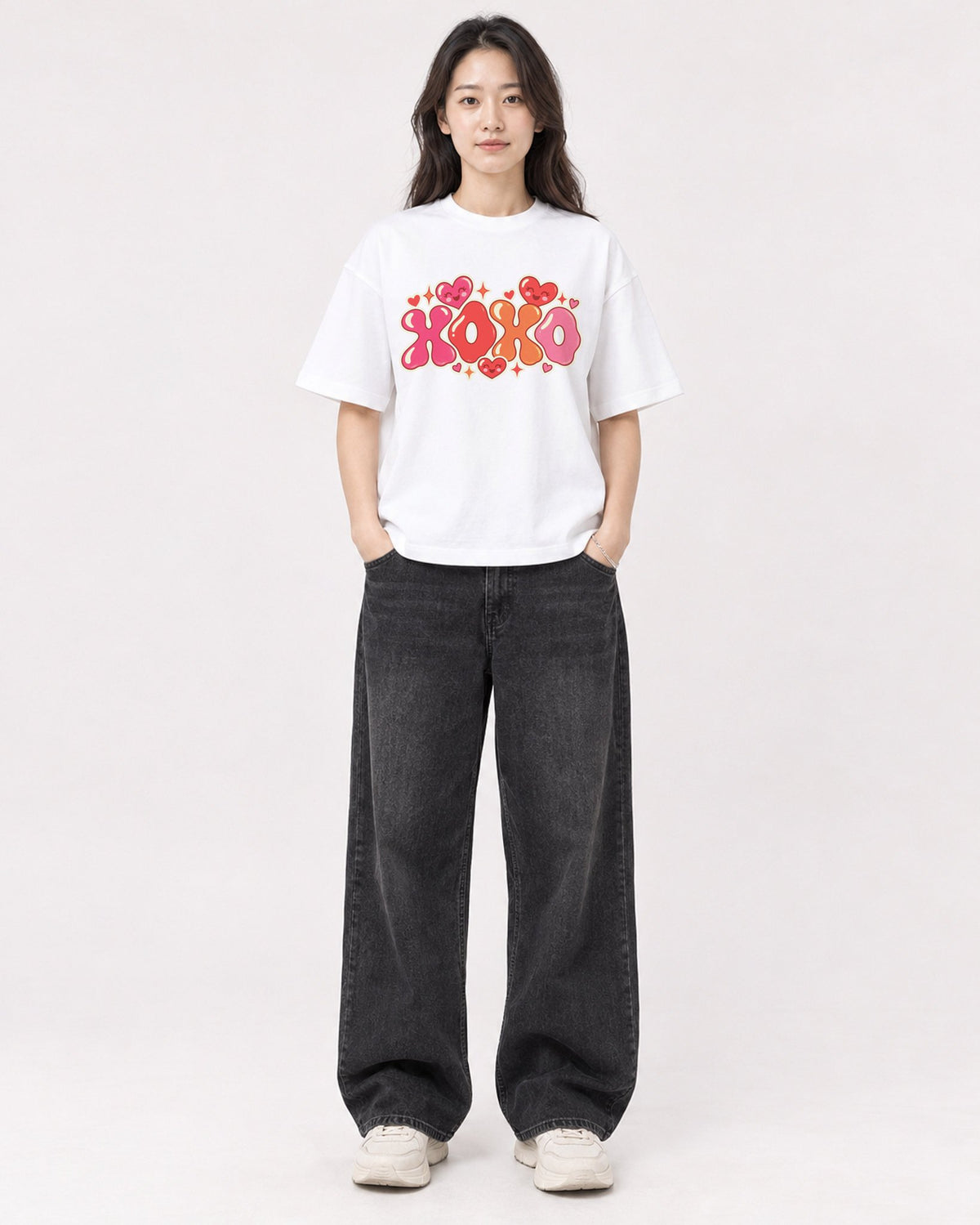Mockup Boxy Heavyweight Tee White female full-body 03