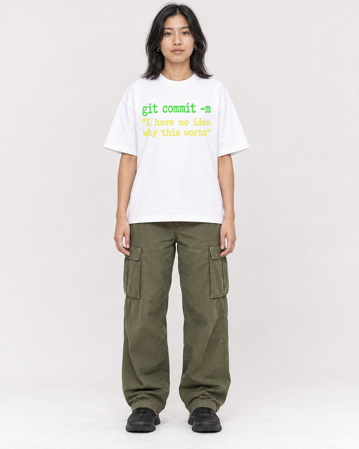 Mockup Boxy Heavyweight Tee White female full-body 22