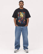 Mockup Boxy Heavyweight Tee Black male full-body 14