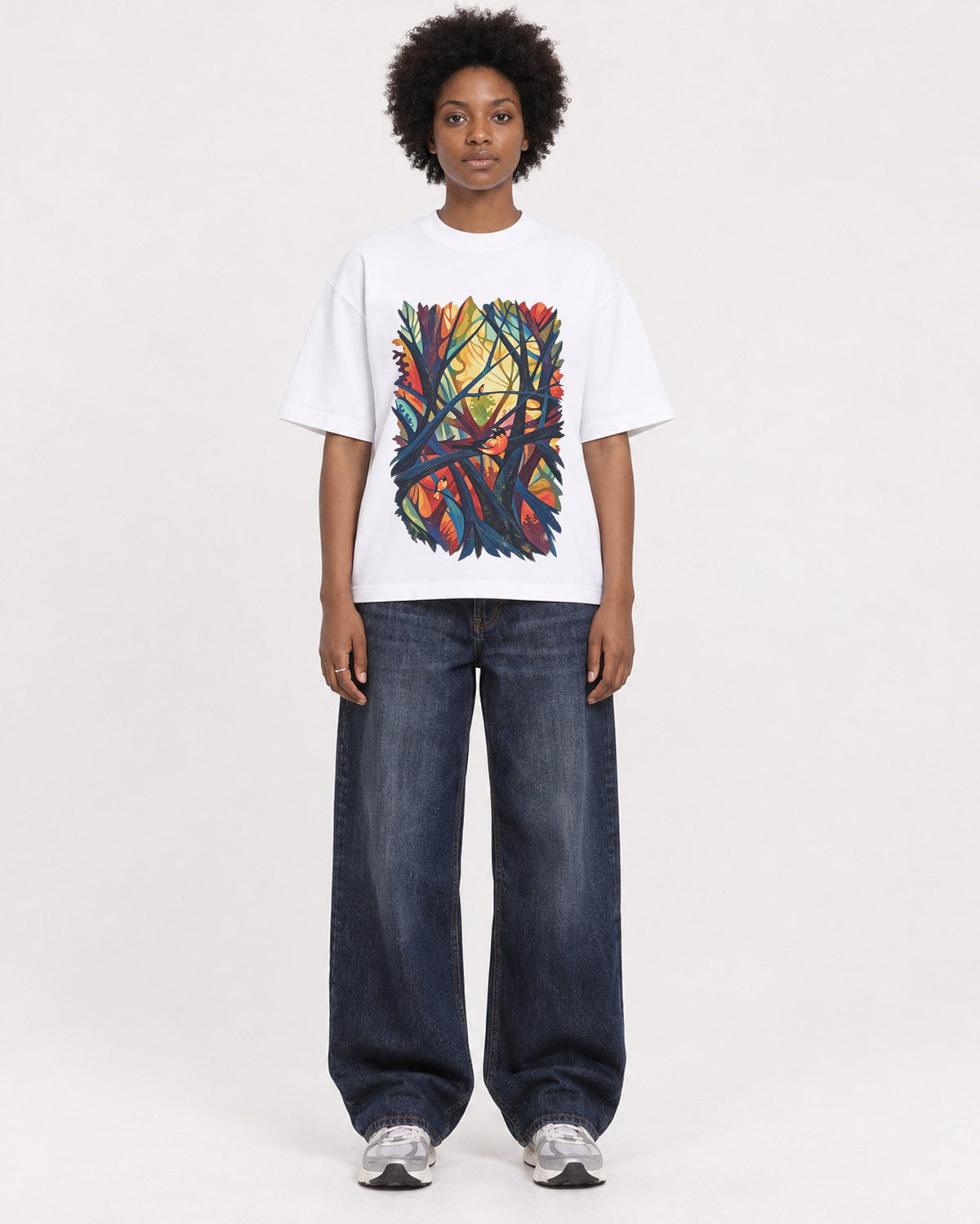 Mockup Boxy Heavyweight Tee White female full-body 14