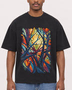 Mockup Boxy Heavyweight Tee Black male close-up 14