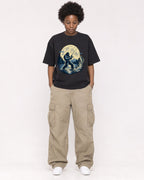 Mockup Boxy Heavyweight Tee Black female full-body 14