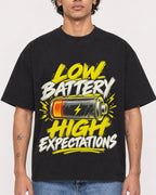 Mockup Boxy Heavyweight Tee Black male close-up 30
