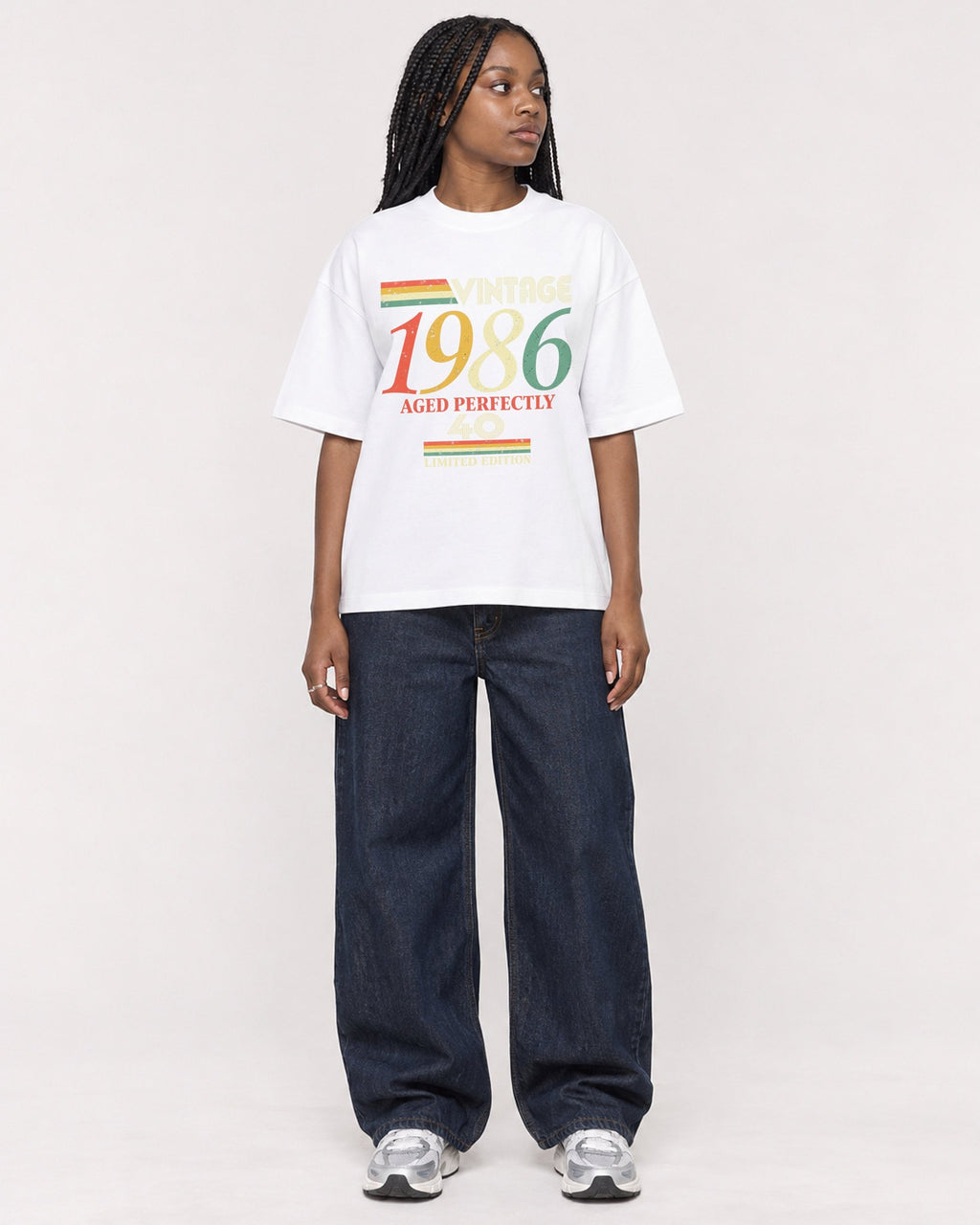 Mockup Boxy Heavyweight Tee White female full-body 04