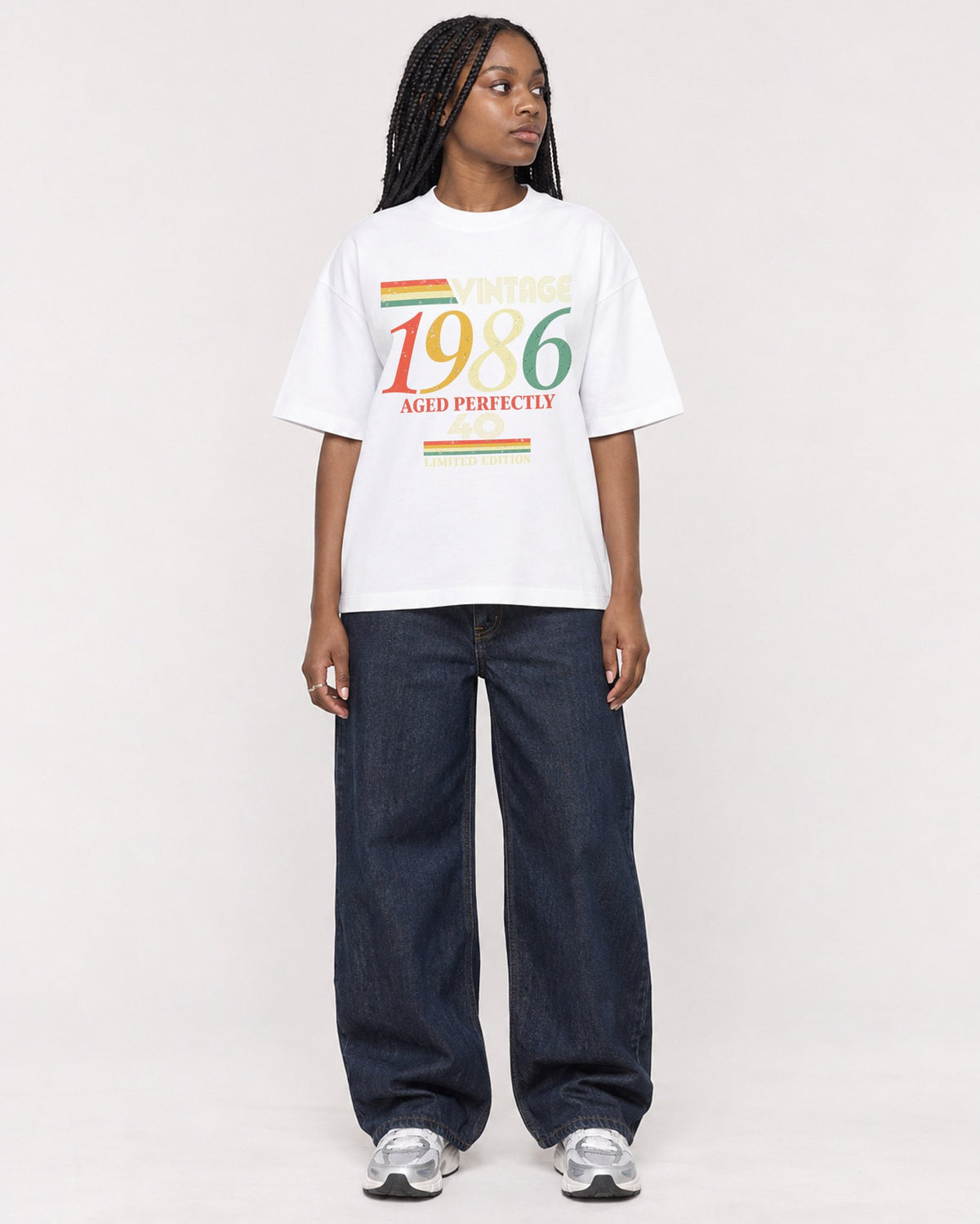 Mockup Boxy Heavyweight Tee White female full-body 04