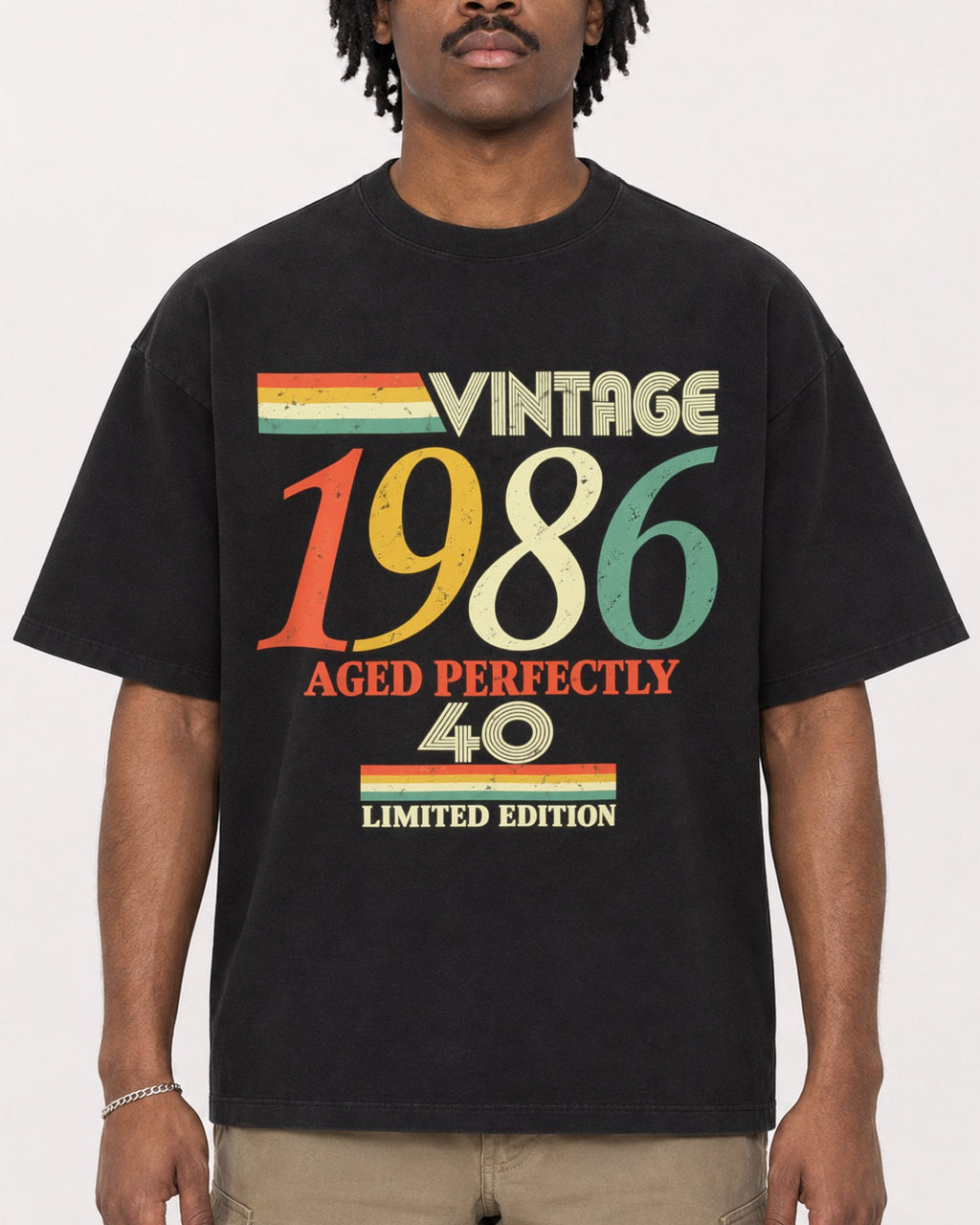 Mockup Boxy Heavyweight Tee Black male close-up 04