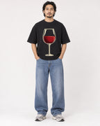 Mockup Boxy Heavyweight Tee Black male full-body 22