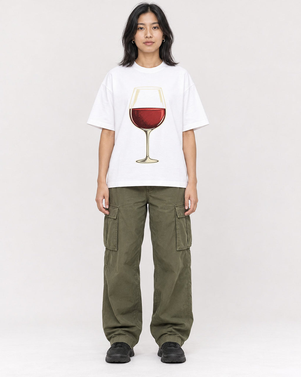 Mockup Boxy Heavyweight Tee White female full-body 22