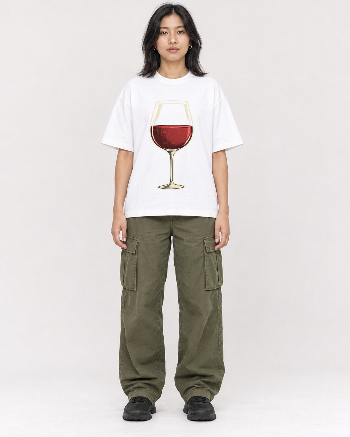 Mockup Boxy Heavyweight Tee White female full-body 22