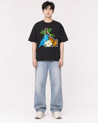Mockup Boxy Heavyweight Tee Black male full-body 01