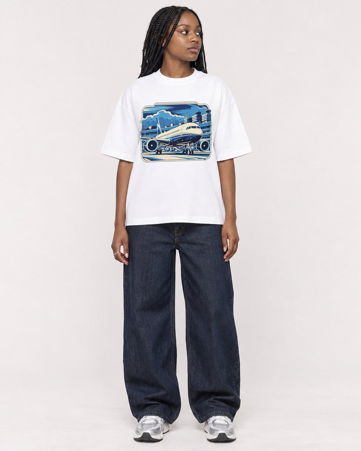 Mockup Boxy Heavyweight Tee White female full-body 04