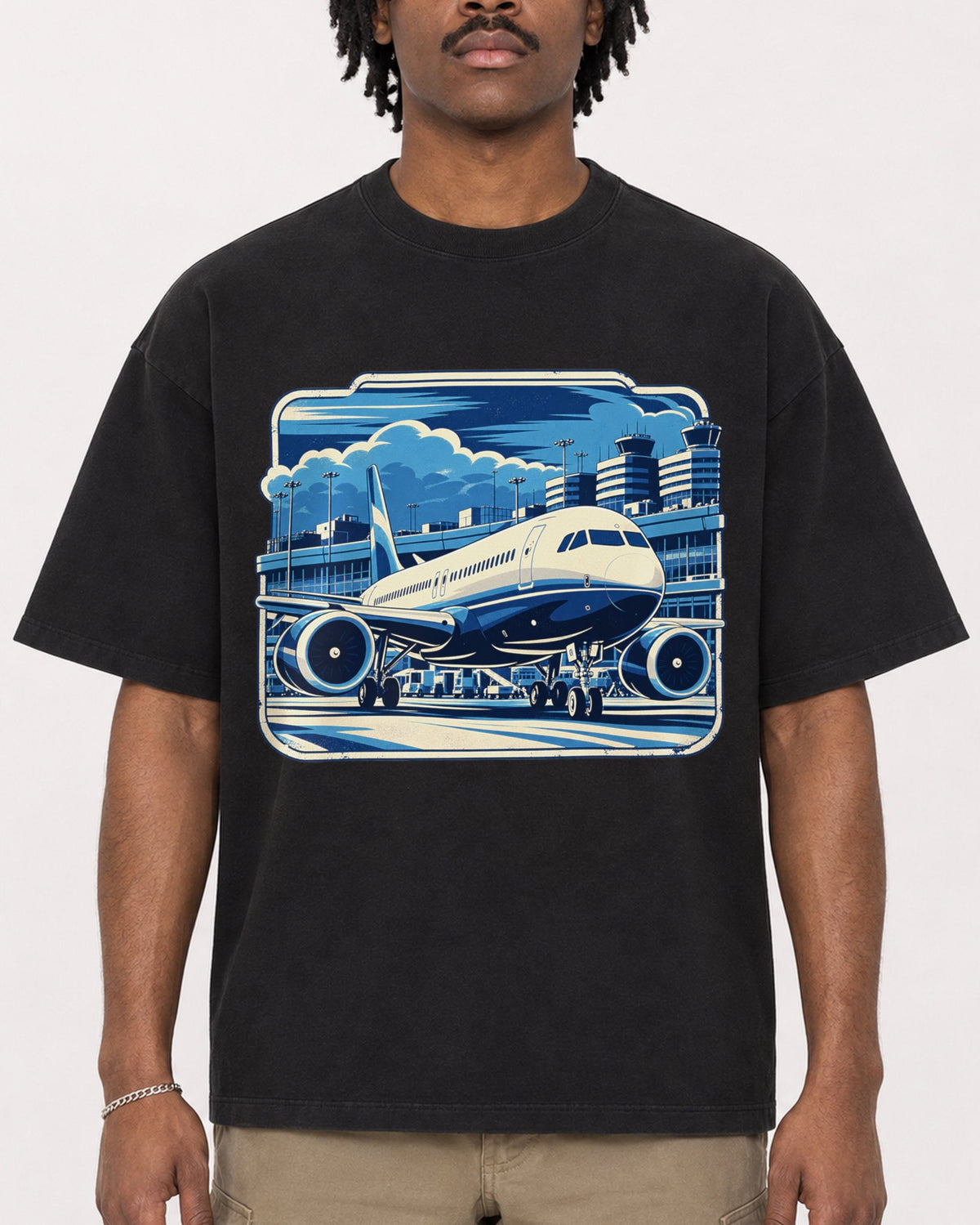 Mockup Boxy Heavyweight Tee Black male close-up 04