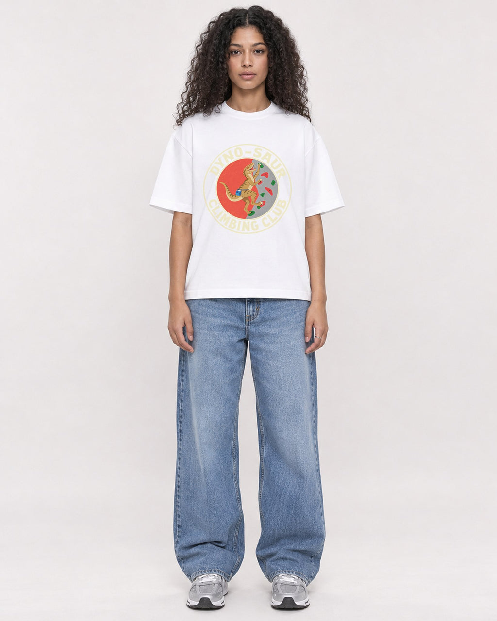 Mockup Boxy Heavyweight Tee White female full-body 10