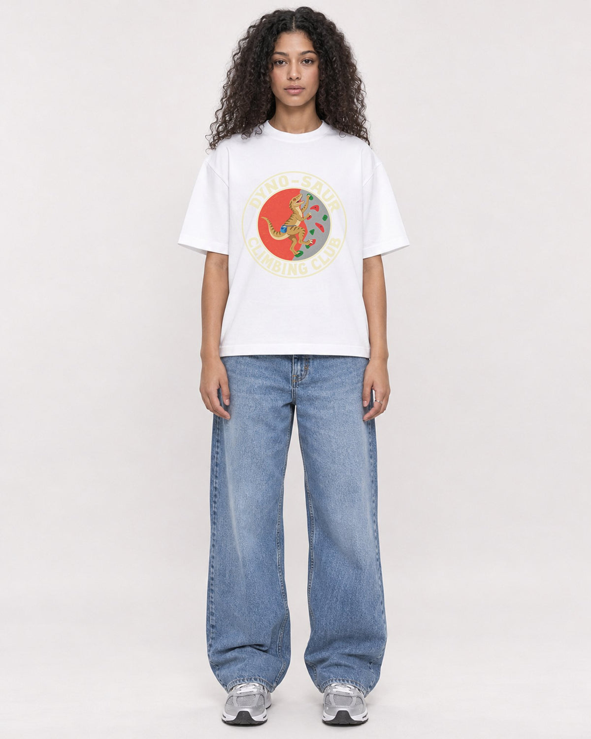 Mockup Boxy Heavyweight Tee White female full-body 10