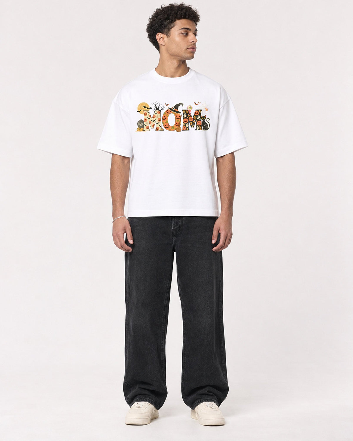 Mockup Boxy Heavyweight Tee White male full-body 10